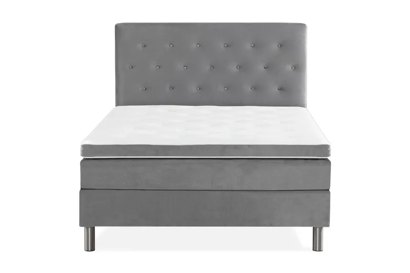 Ella Sengepakke 120x200cm Dypheftet - Lysegrå / Fløyel - Møbler - Senger - Enkeltsenger