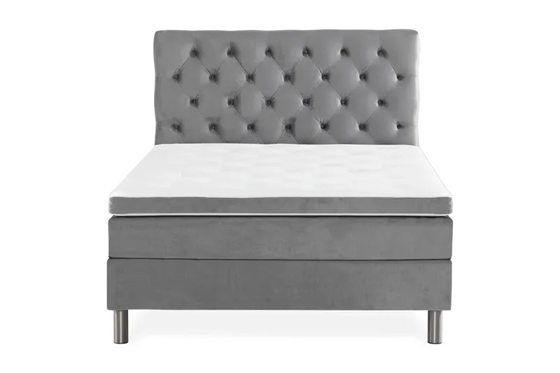 Ella Sengepakke 120x200cm Dypheftet Sengegavl - Lysegrå / Fløyel - Møbler - Senger - Enkeltsenger