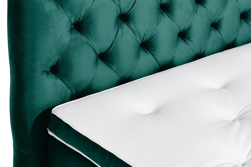 Ella Sengepakke 140x200cm Dypheftet Sengegavl - Mørkegrønn / Fløyel - Møbler - Senger - Kontinentalsenger