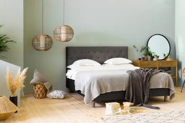Ella Sengepakke 160x200cm Dypheftet - Mørkegrå / fløyel - Møbler - Senger - Kontinentalsenger