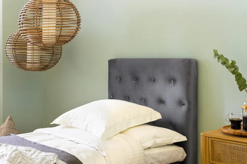 Ella Sengepakke 180x200cm Dypheftet - Lysegrå / Fløyel - Møbler - Senger - Enkeltsenger