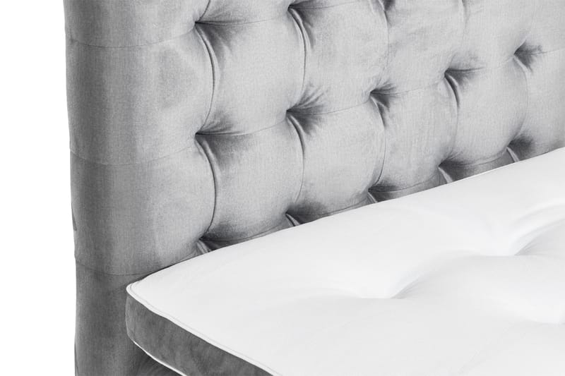 Ella Sengepakke 180x200cm Rutete Sengegavl - Lysegrå / Fløyel - Møbler - Senger - Enkeltsenger