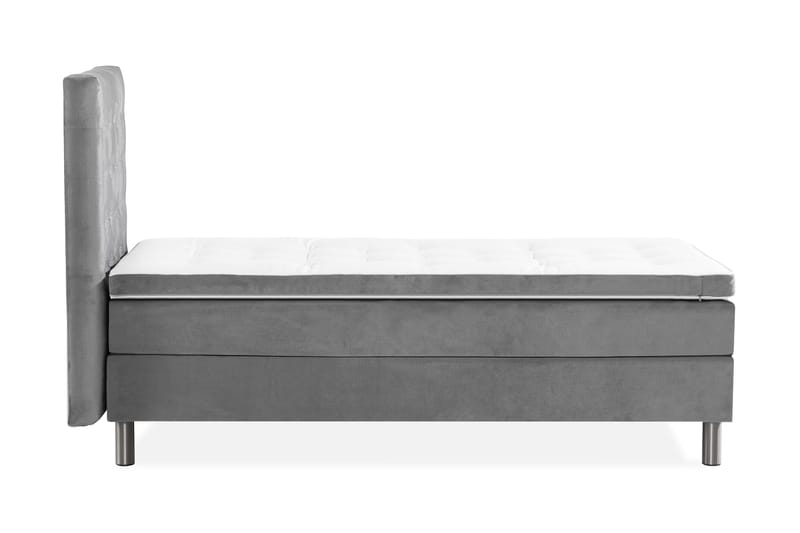 Ella Sengepakke 180x200cm Rutete Sengegavl - Lysegrå / Fløyel - Møbler - Senger - Enkeltsenger