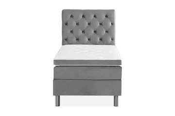 Ella Sengepakke 90x200cm Dypheftet Sengegavl - Lysegrå / Fløyel - Møbler - Senger - Enkeltsenger