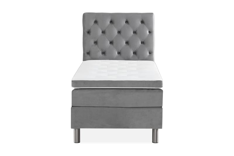 Ella Sengepakke 90x200cm Dypheftet Sengegavl - Lysegrå / Fløyel - Møbler - Senger - Enkeltsenger