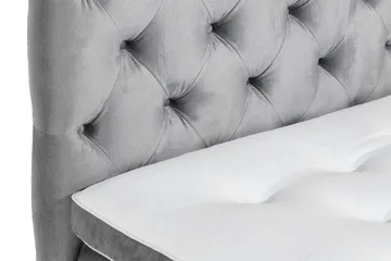 Ella Sengepakke 90x200cm Dypheftet Sengegavl - Lysegrå / Fløyel - Møbler - Senger - Enkeltsenger