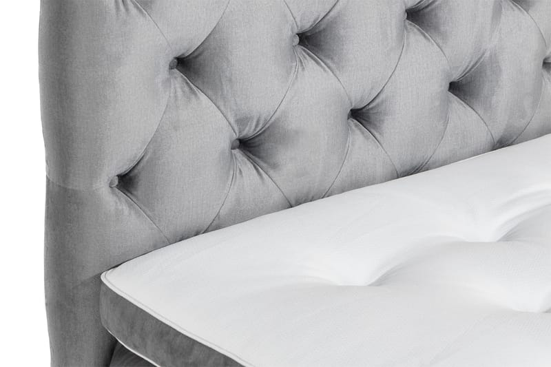 Ella Sengepakke 90x200cm Dypheftet Sengegavl - Lysegrå / Fløyel - Møbler - Senger - Enkeltsenger