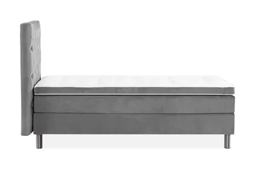 Ella Sengepakke 90x200cm Dypheftet Sengegavl - Lysegrå / Fløyel - Møbler - Senger - Enkeltsenger