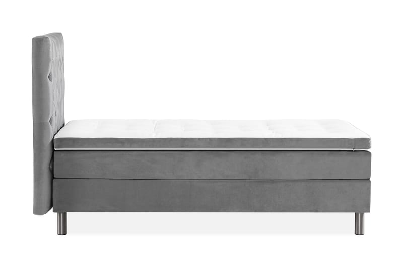 Ella Sengepakke 90x200cm Dypheftet Sengegavl - Lysegrå / Fløyel - Møbler - Senger - Enkeltsenger