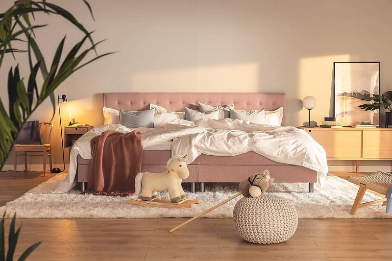 Familieseng Rebeca 280x200 cm - (+Flere valg) Rosa - Møbler - Senger - Kontinentalsenger