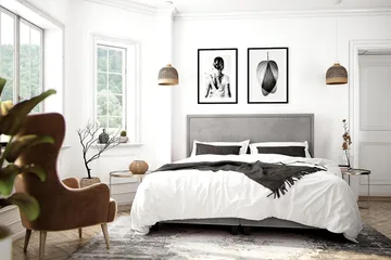 Faylor Luxury Velvet 180x200 - Lysegrå - Møbler - Senger - Kontinentalsenger