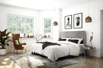 Faylor Luxury Velvet 180x200 - Lysegrå - Møbler - Senger - Kontinentalsenger