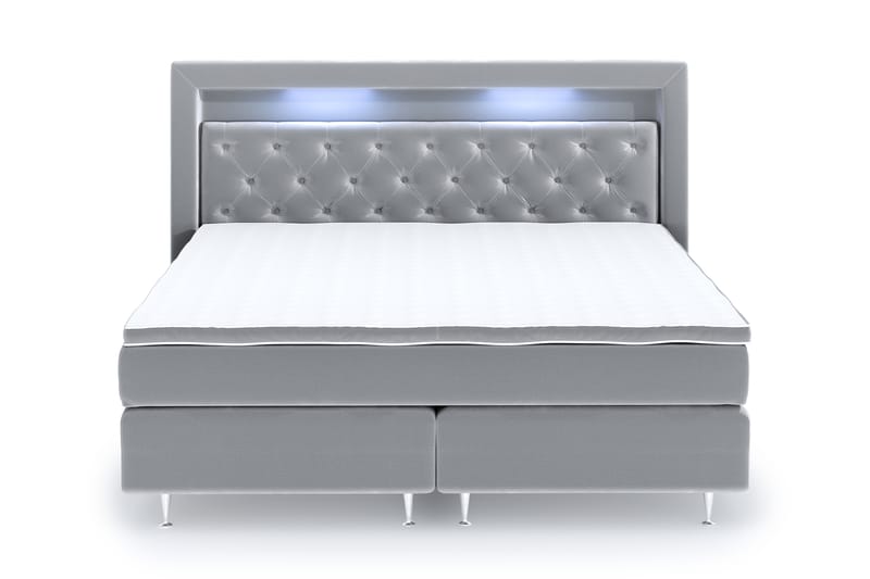 Faylor Luxury Velvet Sengepakke 180x200 - Lysegrå - Møbler - Senger - Kontinentalsenger