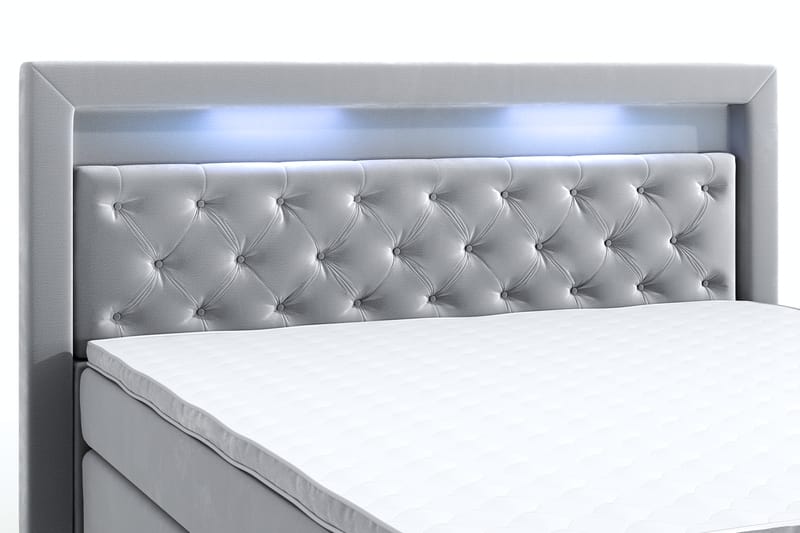 Faylor Luxury Velvet Sengepakke 180x200 - Lysegrå - Møbler - Senger - Kontinentalsenger