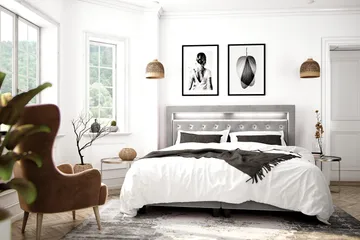 Faylor Luxury Velvet Sengepakke 180x200 - Lysegrå - Møbler - Senger - Kontinentalsenger