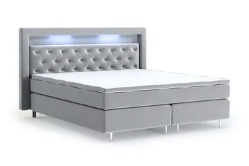 Faylor Luxury Velvet Sengepakke 180x200 - Lysegrå - Møbler - Senger - Kontinentalsenger