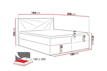 Frusci Kontinentalseng 180x200 + Overmadrass - Møbler - Senger - Kontinentalsenger
