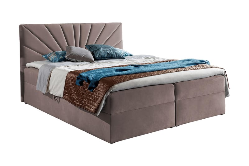 Frusci Sengepakke – Kontinentalseng 140x200 cm med Sengegavl + Overmadrass med Fasthetsgrad Medium, Rosa