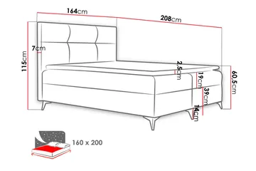 Galtebol Kontinentalseng 160x200 cm - Grå - Møbler - Senger - Kontinentalsenger