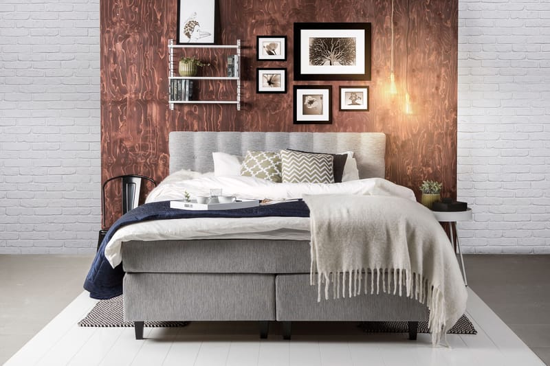 Grand Kontinentalseng 160x200 Grå - Grå - Møbler - Senger - Kontinentalsenger