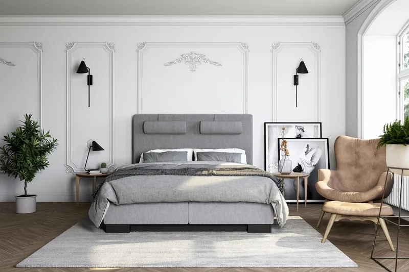 Hilton Lyx Kontinentalseng 120x200 - Lysegrå - Møbler - Senger - Kontinentalsenger