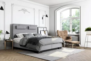HVILA Lyx kontinentalseng 120x200 - Lysegrå - Møbler - Senger - Kontinentalsenger