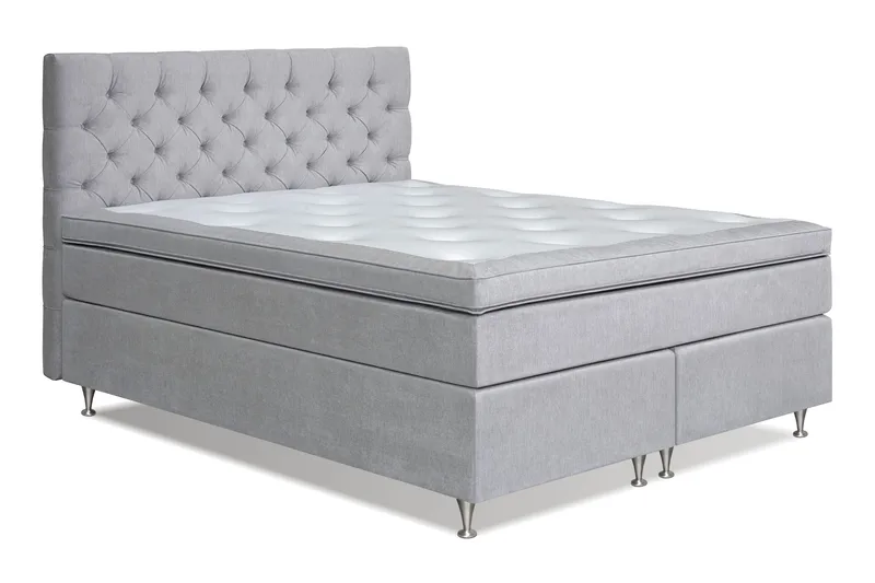Joluma Komplett Sengpakke 180x200 cm Kontinentalseng med Gavl - Lysgrå - Møbler - Senger - Kontinentalsenger
