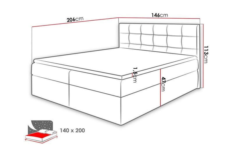 Kintore Kontinentalseng 140x200 cm - Møbler - Senger - Kontinentalsenger