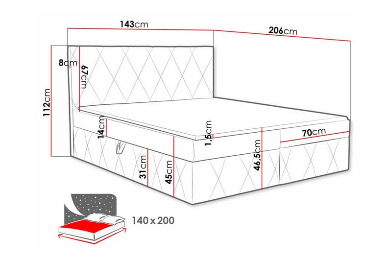 Kintore Kontinentalseng 140x200 cm - Møbler - Senger - Kontinentalsenger