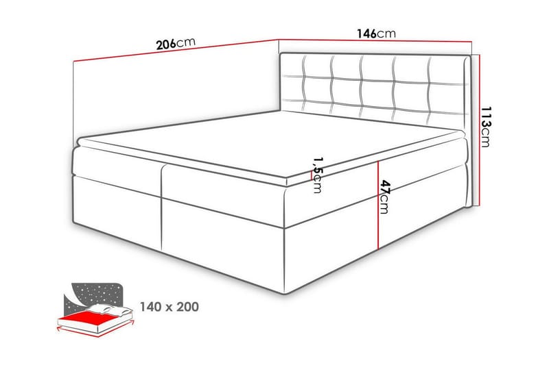 Kintore Kontinentalseng 140x200 cm - Møbler - Senger - Kontinentalsenger