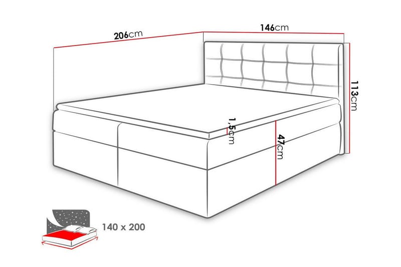 Kintore Kontinentalseng 140x200 cm - Møbler - Senger - Kontinentalsenger