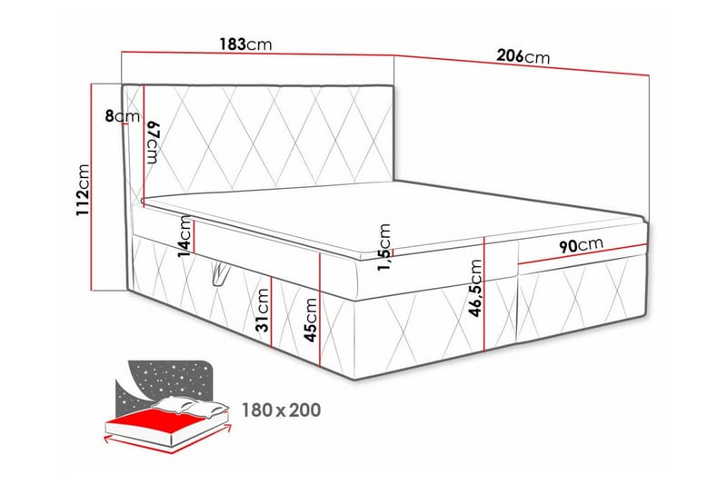 Kintore Kontinentalseng 180x200 cm - Møbler - Senger - Kontinentalsenger