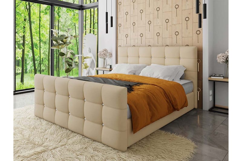 Kleos Kontinentalseng 140x200 cm med Sengegavl - Beige - Møbler - Senger - Kontinentalsenger