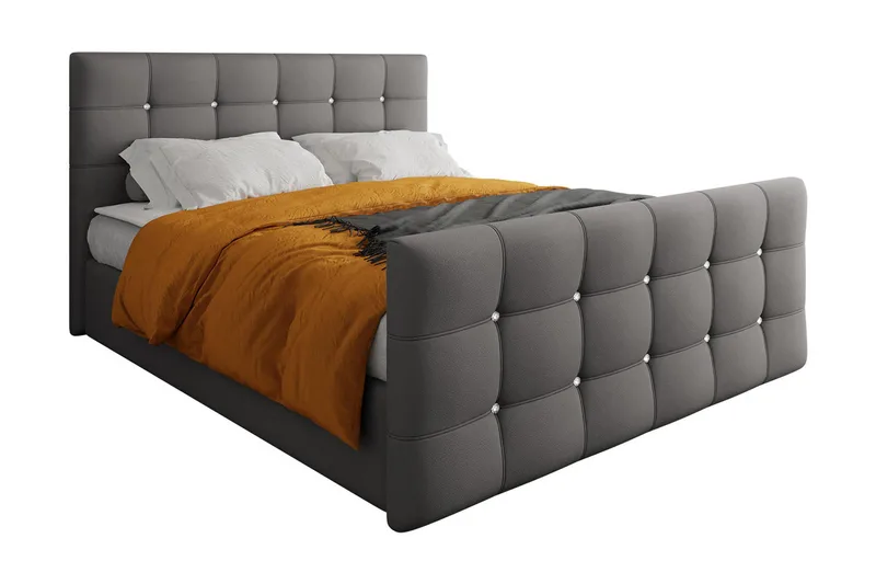 Kleos Kontinentalseng 160x200 cm med Sengegavl - Grå - Møbler - Senger - Kontinentalsenger