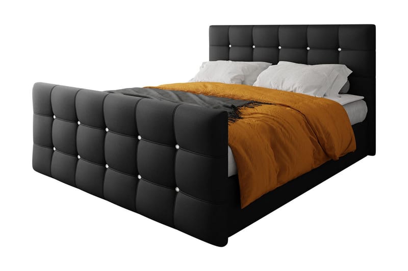 Kleos Kontinentalseng 160x200 cm med Sengegavl, Mørkegrå