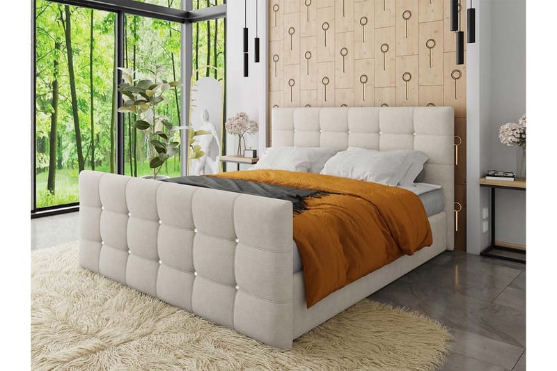 Kleos Kontinentalseng 180x200 cm med Sengegavl - Beige - Møbler - Senger - Kontinentalsenger