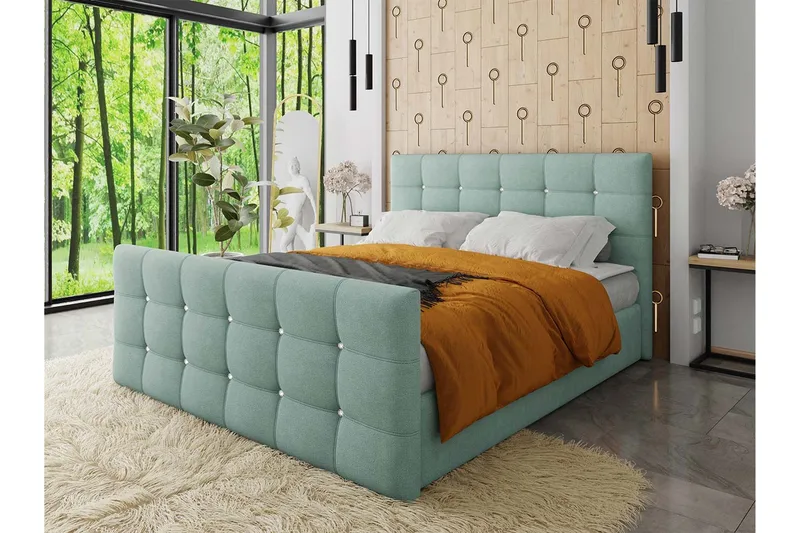 Kleos Kontinentalseng 180x200 cm med Sengegavl - Grønn - Møbler - Senger - Kontinentalsenger