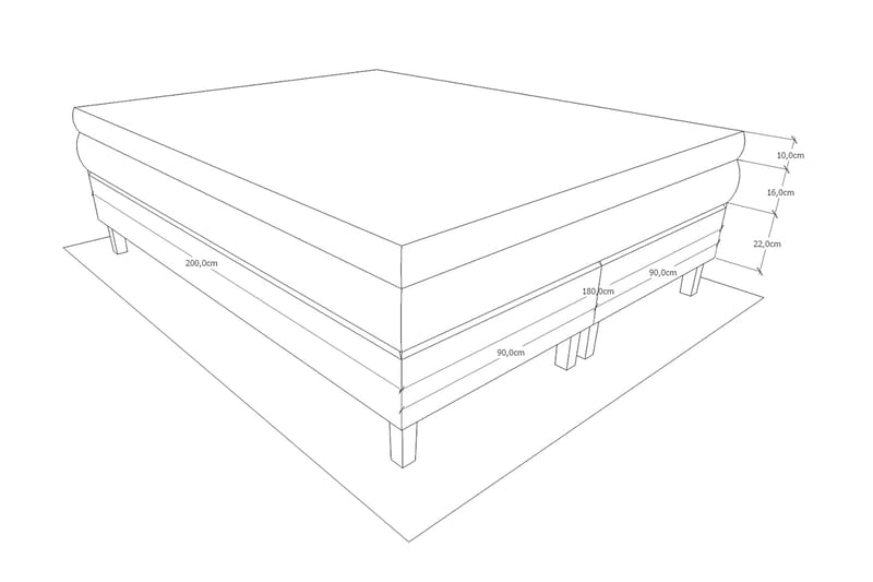 Komplett Sengepakke Charleston Svart - 160x200 cm - Kontinentalsenger - Dobbeltsenger - Komplett sengepakke