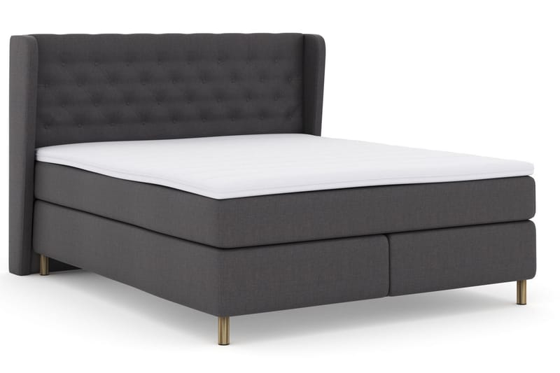 Komplett Sengepakke Choice No 3 210x210 Fast/Medium - Mørkegrå|Kobberben - Møbler - Senger - Kontinentalsenger
