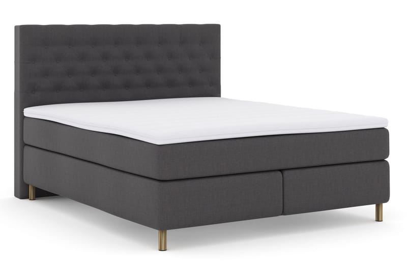 Komplett Sengepakke Choice No 3 210x210 Fast/Medium - Mørkegrå|Kobberben - Møbler - Senger - Kontinentalsenger