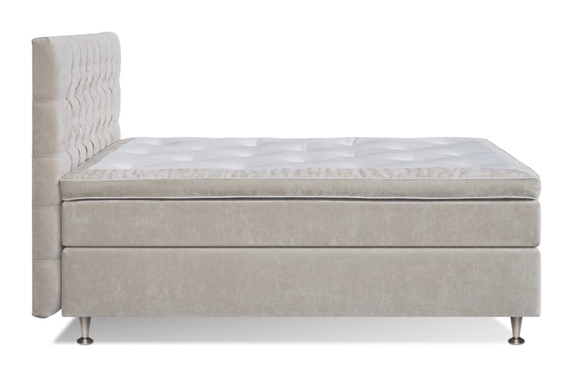 Komplett Sengepakke Estelle 120x200 cm - Beige/Fløyel - Møbler - Senger - Kontinentalsenger