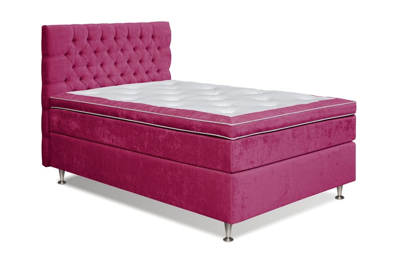 Komplett Sengepakke Estelle 120x200 cm - Rosa/Fløyel - Møbler - Senger - Kontinentalsenger