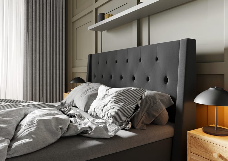 Komplett Sengepakke Langham 140x200 cm Grå - Grå|Svart - Møbler - Senger - Kontinentalsenger