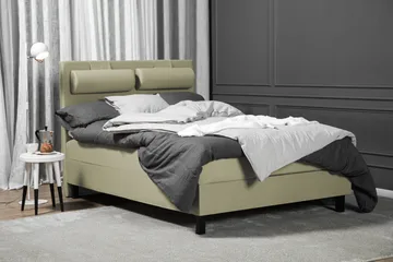 Komplett Sengepakke Lucky 140x200 Glatt Sengegavl Grønn - Skum Nakkepute Stor - Møbler - Senger - Kontinentalsenger