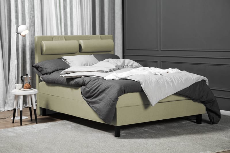 Komplett Sengepakke Lucky 140x200 Glatt Sengegavl Grønn - Skum Nakkepute Stor - Møbler - Senger - Kontinentalsenger