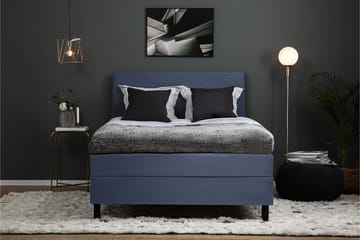 Komplett Sengepakke Lucky 140x200 Glatt Sengegavl Mørkeblå - Polyeter Nakkepute Stor - Møbler - Senger - Kontinentalsenger