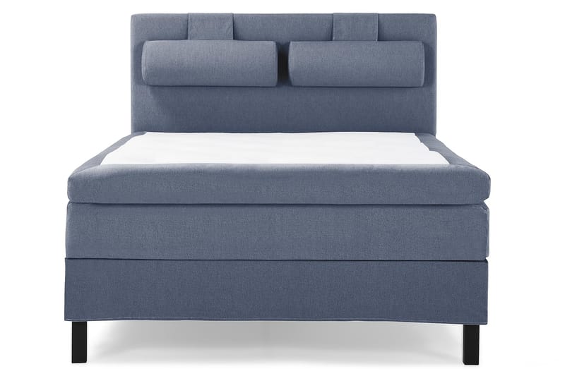 Komplett Sengepakke Lucky 140x200 Glatt Sengegavl Mørkeblå, Polyeter Nakkepute Stor