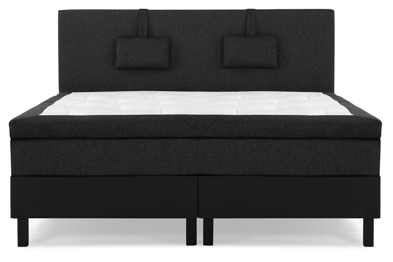 Komplett Sengepakke Lucky 160x200 Glatt Gavl Svart/Grå/PU, Lateks Nakkepute Liten