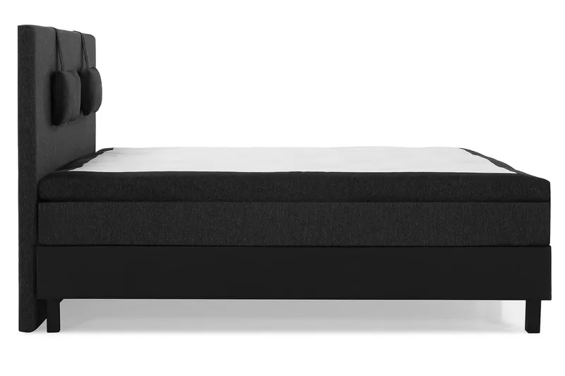 Komplett Sengepakke Lucky 160x200 Glatt Gavl Svart/Grå/PU - Lateks Nakkepute Liten - Møbler - Senger - Kontinentalsenger