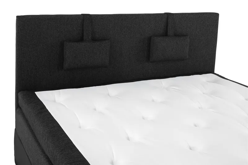 Komplett Sengepakke Lucky 160x200 Glatt Gavl Svart/Grå/PU - Lateks Nakkepute Liten - Møbler - Senger - Kontinentalsenger